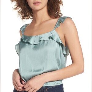 ASTR Aqua Ruffle Tank Top Size:M